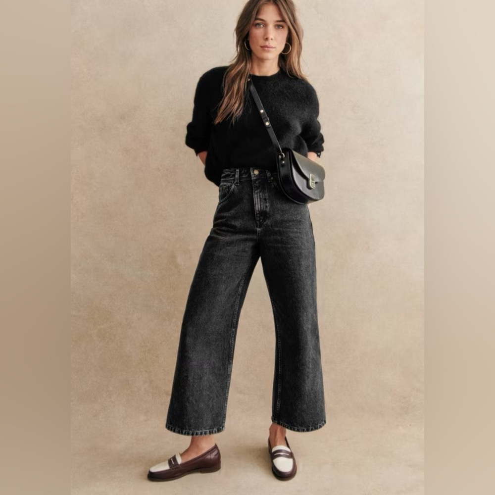 Sézane Black Wide-Leg Jeans